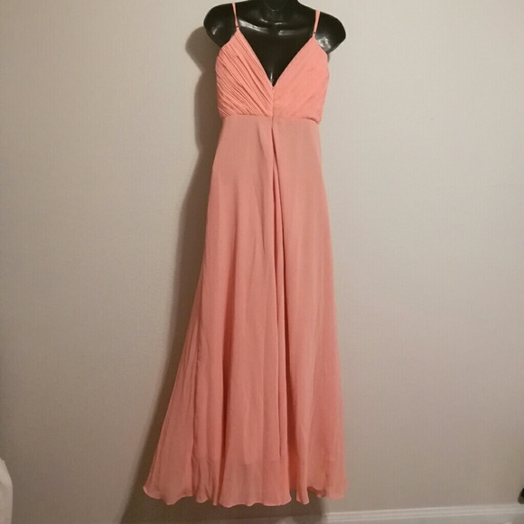 Gorgeous Peach Flowy Chiffon Dress sz 2 - Picture 2 of 5